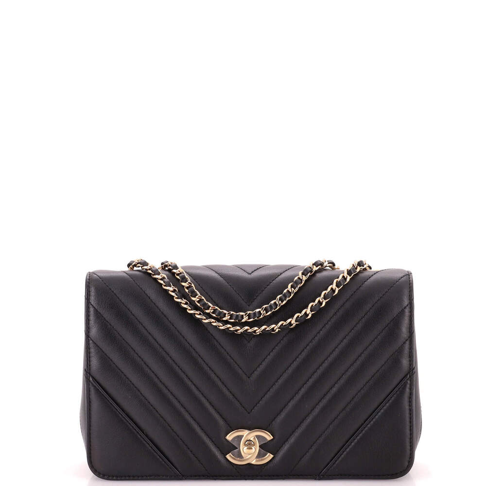 Chanel Small Statement Flap Bag Chevron Calfskin